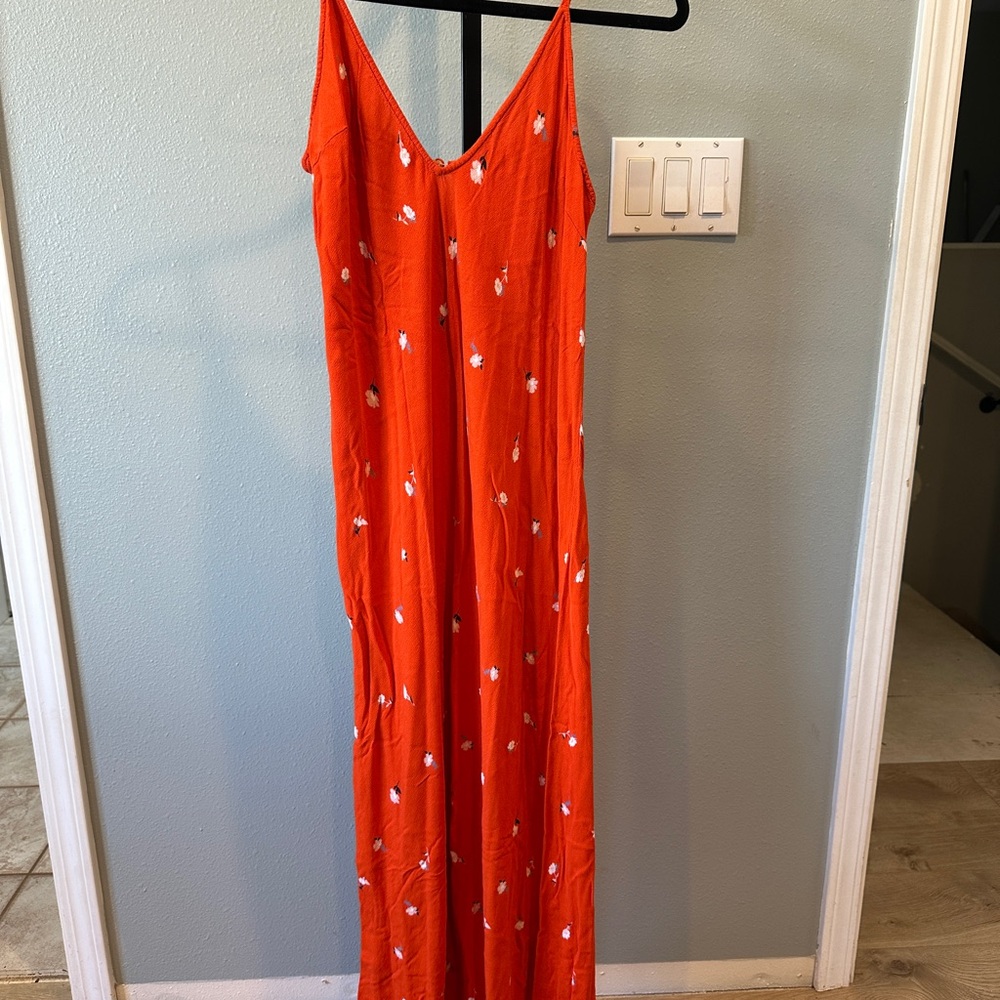 O'Neill Orange Dress with White Floral Pattern